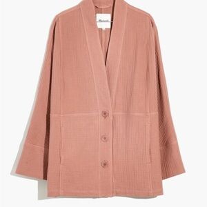 Madewell Lightspun Robe Cotton Jacket XS Dusty Rose Light Weight Blazer Oversize